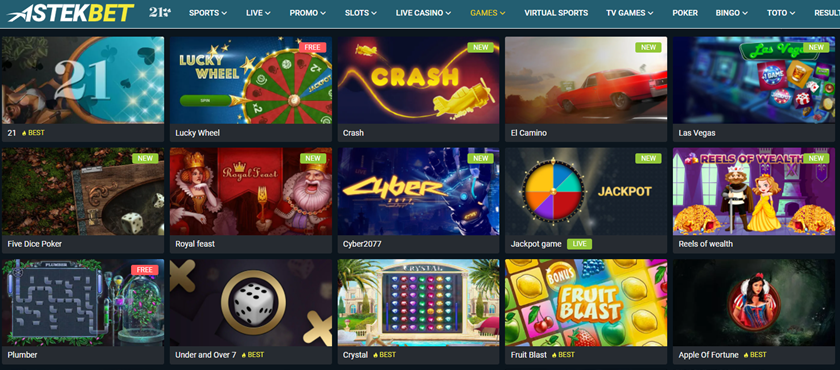 Astakbet casino oyunları