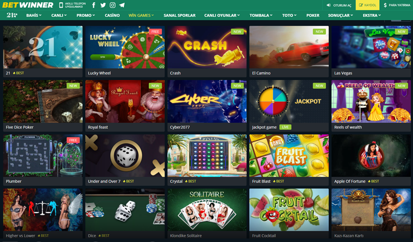 Betwinner oyunları