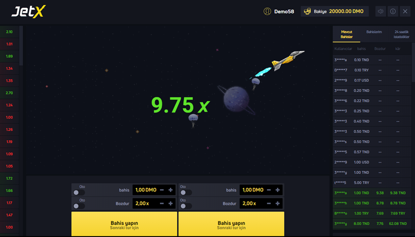 JetX oyunu