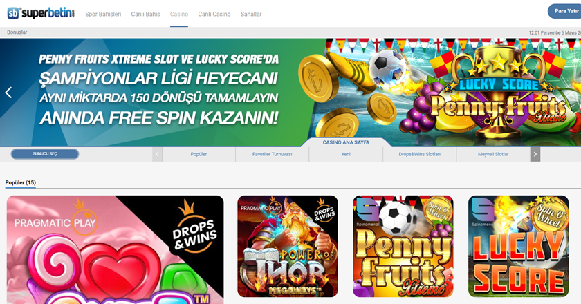 Süperbetin casino bölümü